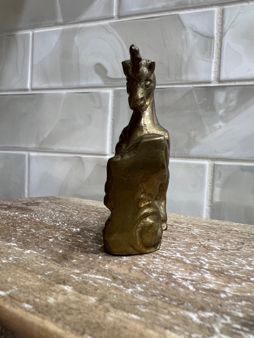 Vintage Brass Unicorn Figurine Rearing Horse Mythical Decor - Picture 4 of 8